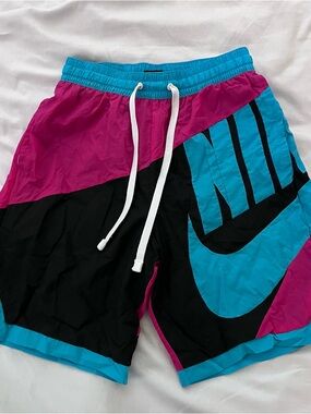 Nike Turquoise and Magenta Kids Swim Shorts